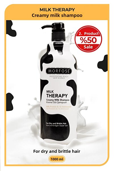Morfose Milk Therapy Shampoo 1000 ml - Milk Protein, Repairing, Nourishing Effect