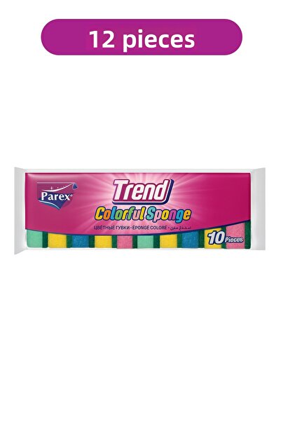 Parex Trend 10-Piece Colorful Flat Sponge Twelve-Pack