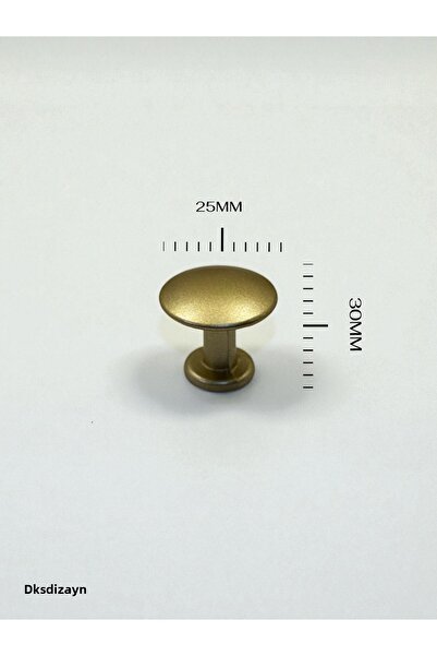DKSDİZAYN Flat Button Matte Gold Knob Handle - Furniture Drawer Kitchen Cabinet Handle Knob - 25 mm