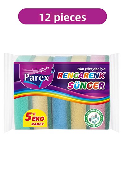 Parex Colorful 5-Piece Flat Sponge Twelve-Pack