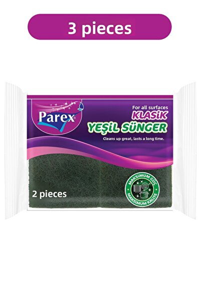 Parex Pachet triplu de bureți clasici verzi ondulați, 2 bucăți