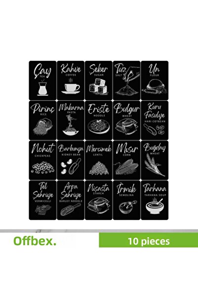 OFFBOX ملصق حاويات التخزين اللاصقة - 20 نوعًا - 10 قطع