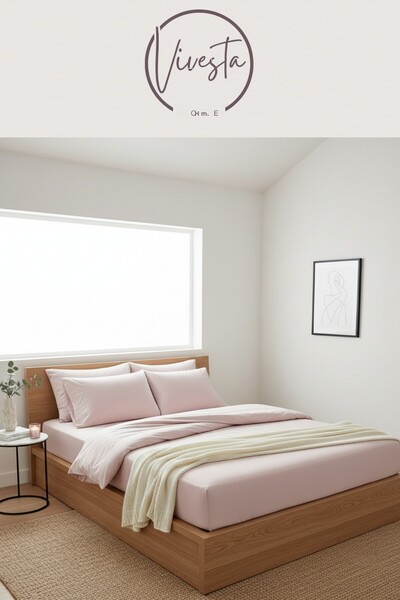 Vivesta Home Double Fitted Sheet Set 160×200 cm + 2 Pillowcases 50×70 cm – Durable Fabric