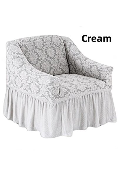 ARTUÇ Jacquard Shawl-Patterned Single Sofa Cover (Cream Rank)