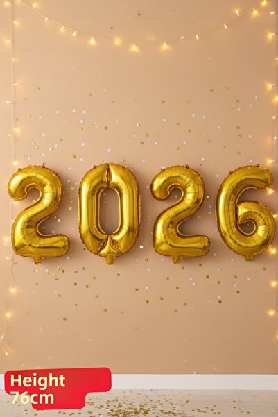 Baloncu Dede 2026 Gold Foil Balloon New Year Foil Balloon Helium Compatible Air Compatible Christmas Ornament