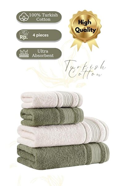 Karna Home طقم مناشف فاخر مكون من 4 قطع من خشب الصنوبر مقاس 50x90/70x140 سم