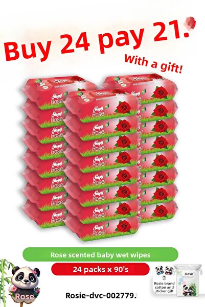 Sleepy Cumpărați 24, plătiți pentru 21 Prosop umed pentru bebeluși cu parfum de trandafir 90's și Rosie