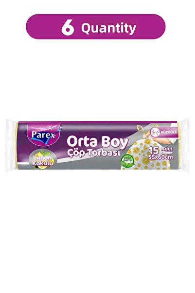 Parex Premium Drawstring Garbage Bags Lemon Scented 15-Piece Medium Size 55 X...