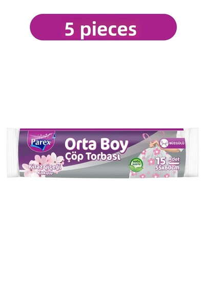 Parex Drawstring Garbage Bags Cherry Blossom Scented 15-Piece Medium Size 55 ...