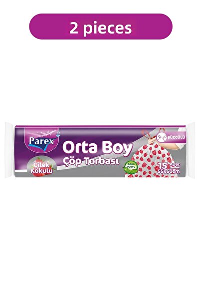 Parex Premium Drawstring Garbage Bag Strawberry Scented Medium Size 15 Pack 5...