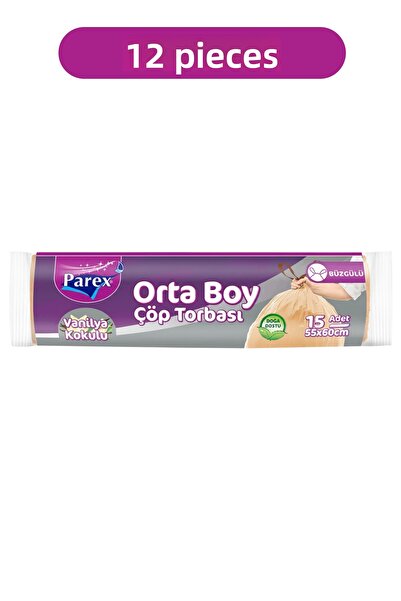 Parex Drawstring Garbage Bags Vanilla Scented Medium Size 15-Piece Pack 55 X ...