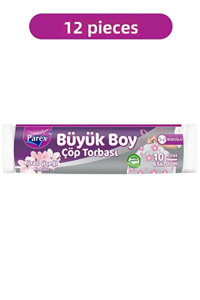 Parex Drawstring 10-Pack Garbage Bags Cherry Blossom Scented Large Size 65 X ...