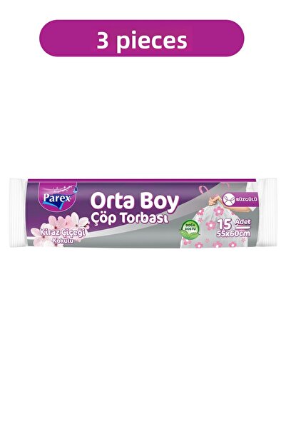 Parex Drawstring Garbage Bag Cherry Blossom Scented 15-Piece Medium Size 55 X...