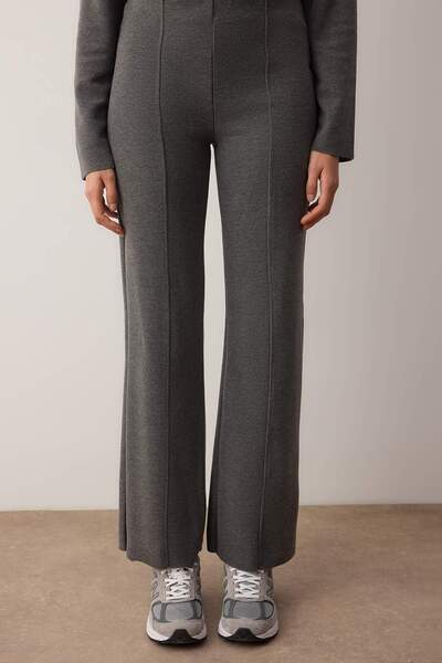 Trendyol Collection Anthracite Thessaloniki Ribbed Regular/Normal Cut Knitted Bottom - Top Set Twoaw26Au00036