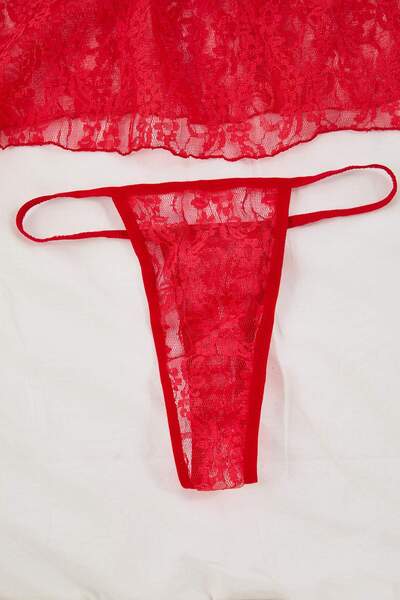 Trendyol Collection Red Lace Panty Babydoll/Fantasy Nightgown Thmaw26Ll00021