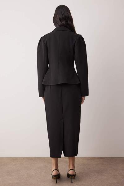 Trendyol Collection Black Fitted Button Accent Piece Woven Blazer Jacket Twoaw26Bc00069