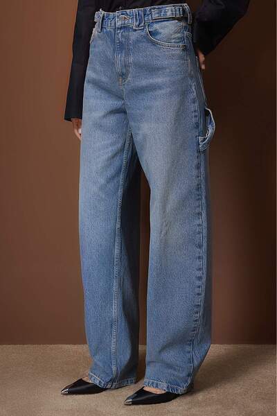 Trendyol Collection Blue High Waist Loose Fit Baggy Jeans Twoaw26Je00305