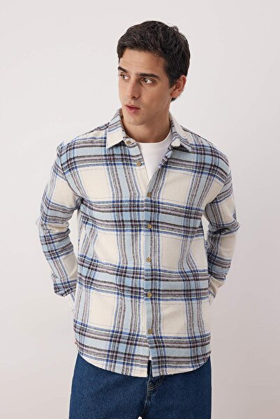 Trendyol Collection Blue Regular Men's Shirt Tmnaw26Go00037