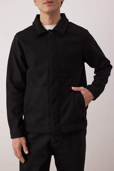 Trendyol Collection Black Regular Men's Coat Tmnaw26Mo00033