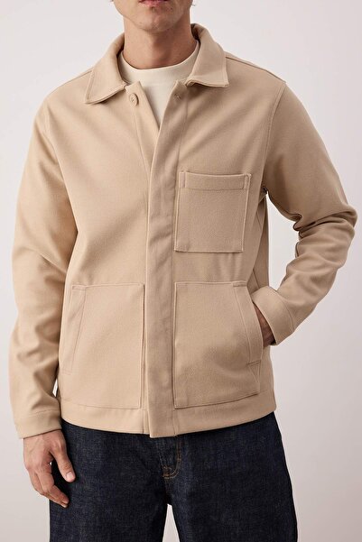 Trendyol Collection Beige Regular Men's Coat Tmnaw26Mo00033