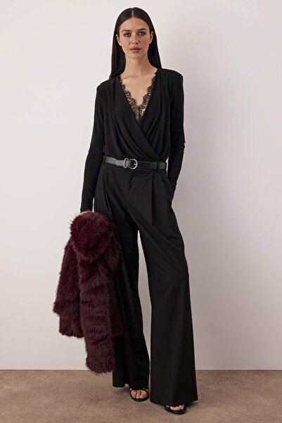 Trendyol Collection Black Draped Lace Detailed Double Breasted Sandy Snap Button Body Tpraw26Bd00029