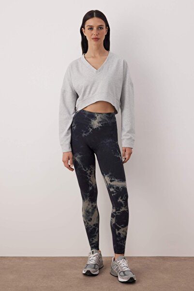 Trendyol Collection Black Seamless / Stitch-Free Tie-Dye Patterned Full Length Knitted Sports Leggings Thmaw26Ty00022