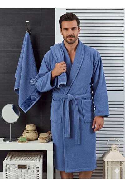 GALAWARRA Μπουρνούζι με γιακά με κεντημένο βαμβακερό κέντημα Shine - Σετ πετσετών μαλλιών