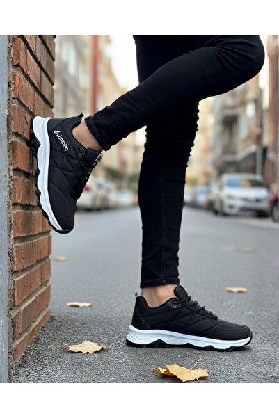 homiro Men's Waterproof Poly Sole Fuspedli Sports Shoes - Black White