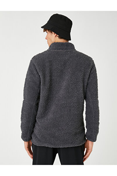 Koton Φούτερ με γιακά με σλόγκαν με στάμπα τσέπη με φερμουάρ