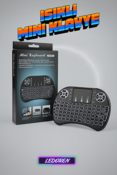 L'eDoren Şarjlı Işıklı Mini Klavye Mouse Set Smart TV Box PC Telefon Tablet Uyumlu PG-8035