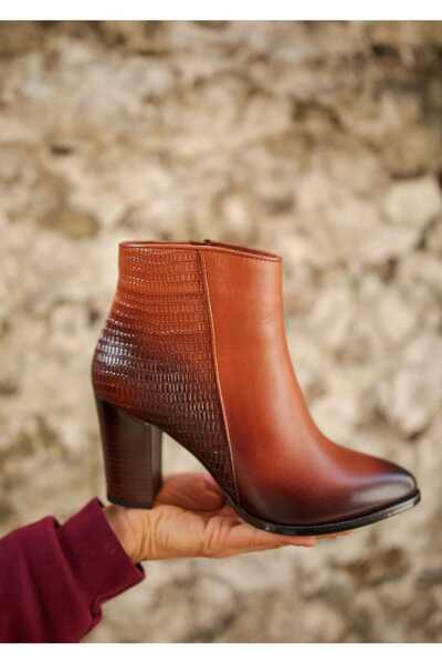EREN SHOES BAG Cizme EMMA din piele naturală cu fermoar cu toc gros