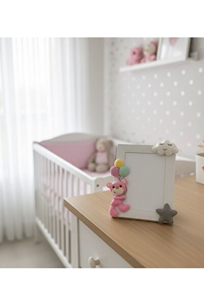 Leobabyroom إطار بتصميم غرفة الطفل/الطفل مع شكل سحابة على شكل نجمة الدب الوردي