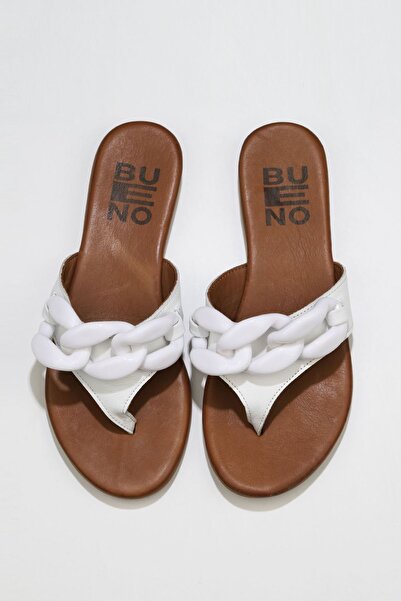 Bueno Shoes 01wu7410 Μοντέλο Λευκές Δερμάτινες Γυναικείες Σαγιονάρες