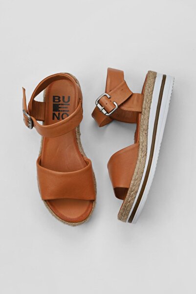 Bueno Shoes Ταν Δερμάτινα Γυναικεία Flat Σανδάλια 01ws4216