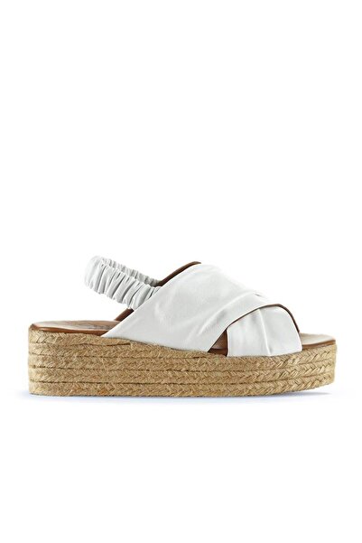 Bueno Shoes Λευκά Δερμάτινα Γυναικεία Σανδάλια με τακούνι 01wu6105