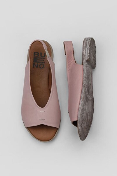 Bueno Shoes Sandale plate pentru femei Dusty Rose din piele 01ws2512