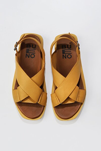 Bueno Shoes 01ws2801 Μοντέλο Κίτρινα Δερμάτινα Γυναικεία Σανδάλια