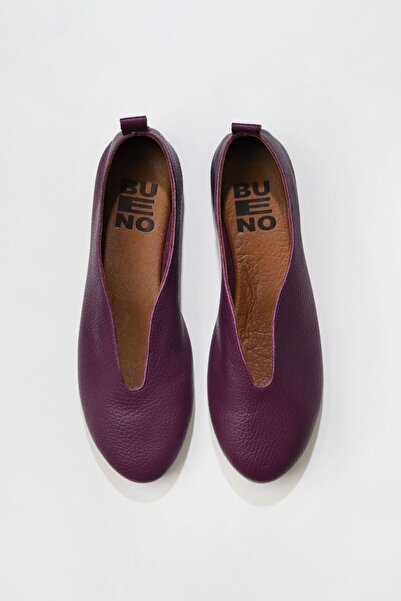Bueno Shoes Purple Flotter Δερμάτινες Γυναικείες Flat Μπαλαρίνες 01wn0710