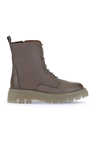 Bueno Shoes Γυναικείες δερμάτινες φλατ μπότες Mink Light - 01wv1500