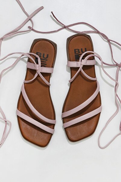 Bueno Shoes Ροζ Δερμάτινα Γυναικεία Επίπεδα Σανδάλια 01wu1822