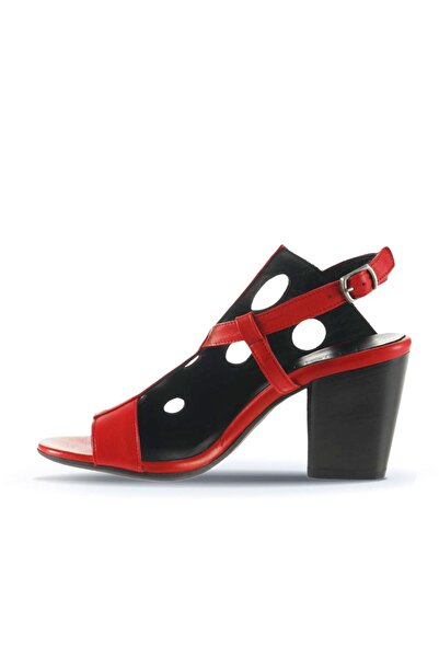 BUENO Shoes Kırmızı Deri Kadın Topuklu Sandalet 01wl3704