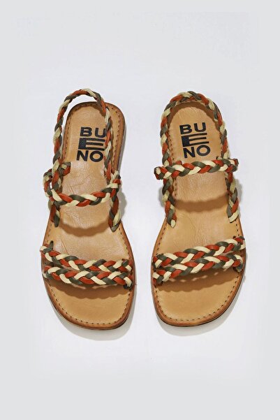 Bueno Shoes Πορτοκαλί Multi Leather Γυναικεία Flat Σανδάλια 01wu3417