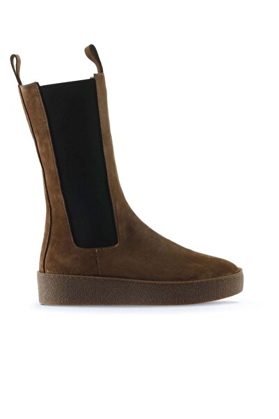 Bueno Shoes Tan Suede Γυναικείες Flat Μπότες 01wt3004