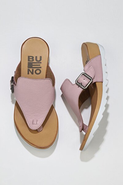 Bueno Shoes Γυναικείες σαγιονάρες ροζ δερμάτινες παντόφλες - 01we0604