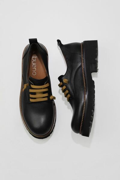 Bueno Shoes Siyah Açık Kahve Deri Kadın Klasik Ayakkabı 01wt0815