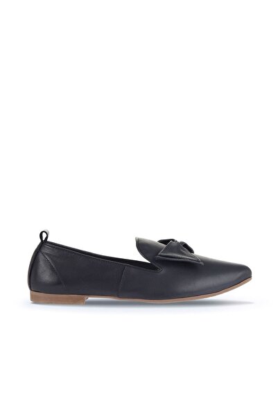 BUENO Shoes Navy Blue Leather Women's Flat Ballerinas 01Wr3117