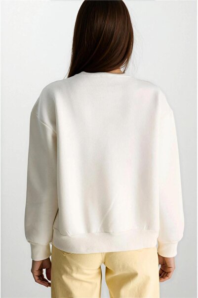 WeShaya Бяла блуза с трислойна подплата от шерпа и бродерия на сърце на врата