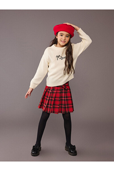 LC Waikiki Vizyon Yeni Sezon Ekose Pileli Kız Çocuk Etek