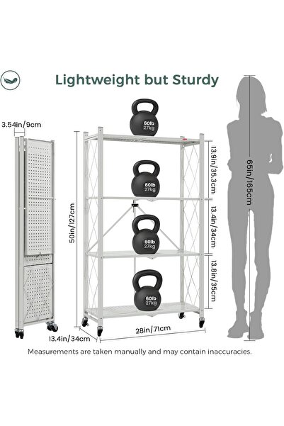 Aralifes 4-shelf Metal Multi-shelf Foldable Storage Rack For Garage/kitchen/home/closet