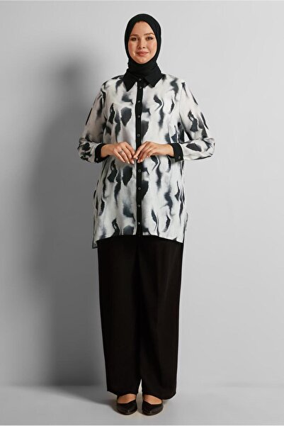 Alvina Patterned Large Size Pants Suit 20706